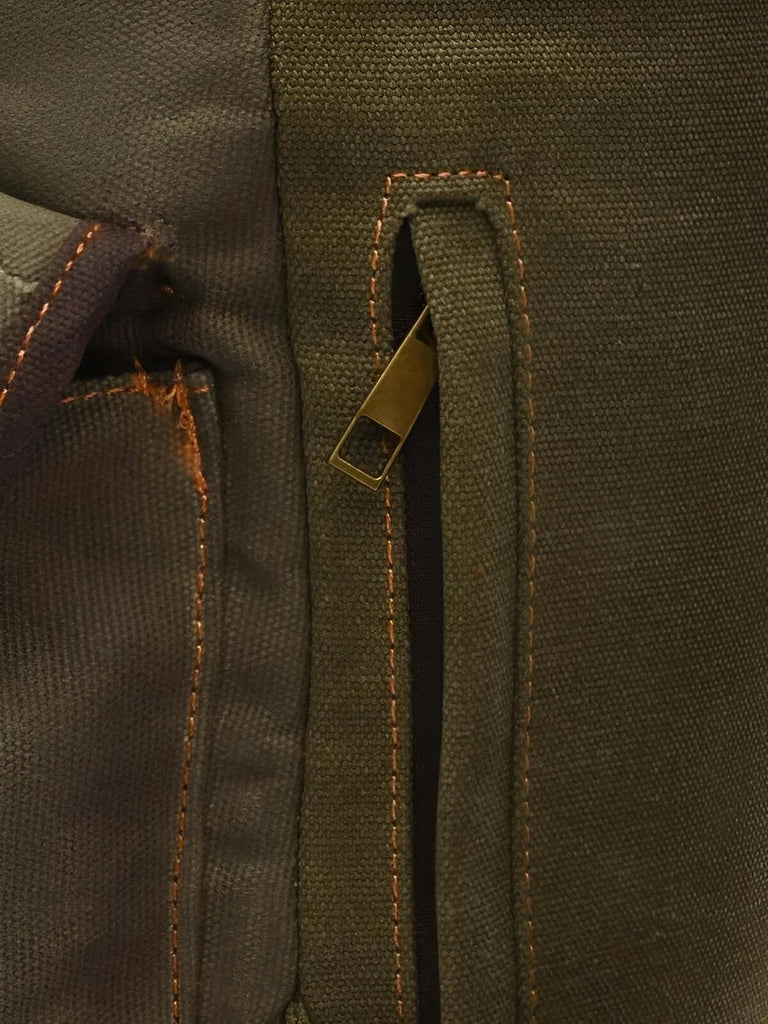 Waxed canvas and genuine leather backpack, waterproof and spacious, Beltran model
