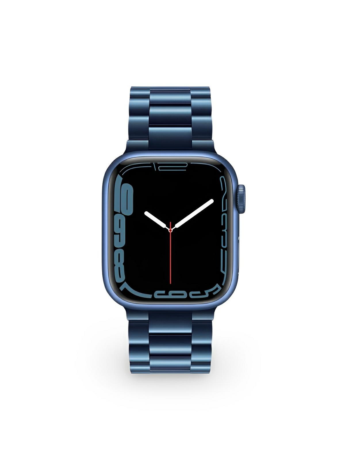Bracelet acier inoxydable Apple Watch, design raffiné, maillons ajustables, fermoir invisible, confort et style, modèle Major