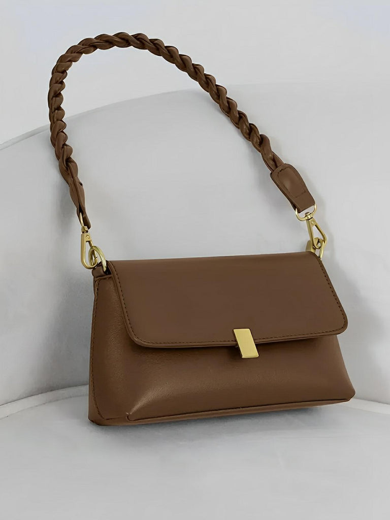 Borsa a mano da donna, a spalla in similpelle vegana, con tracolla, rettangolare vintage, chic per tutti i giorni, modello Patricia