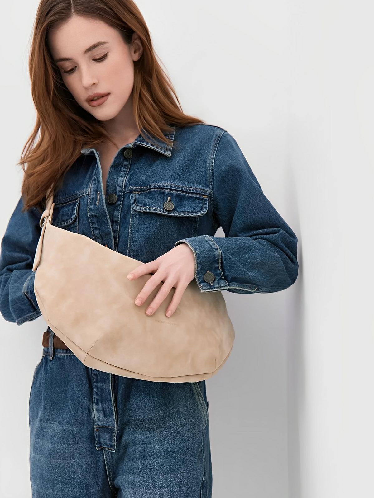Sac Bandoulière hobo femme, porté épaule, style vintage, effet suédé, porté travers, modèle Jennifer