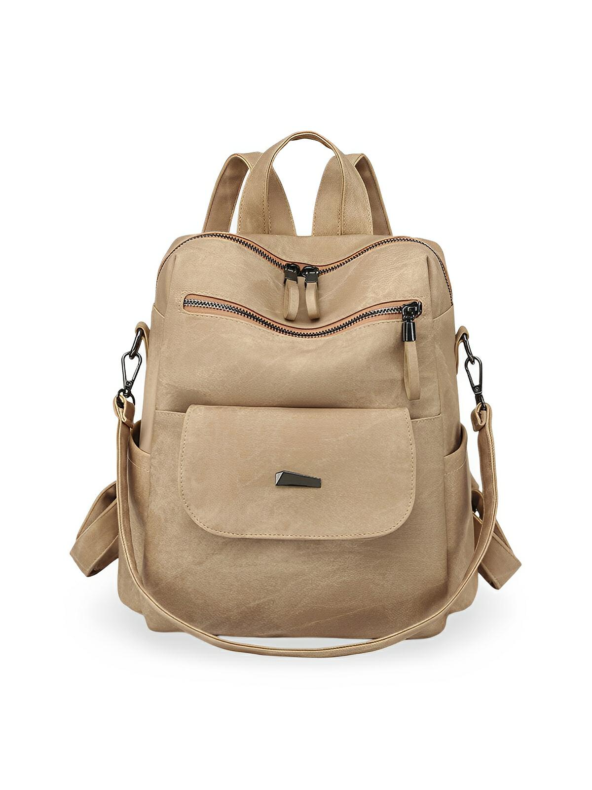 Damen Rucksack, große Größe, veganes Kunstleder im Used-Look, umwandelbare Tasche, Mehrfachfächer, casual chic, Modell Laurie