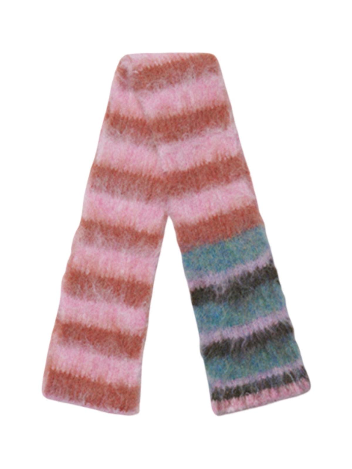 Écharpe en maille duveteuse, rayures multicolores, douce et chaude, style streetwear hivernal, longue écharpe fine, modèle tendance unisexe, modèle Fizie