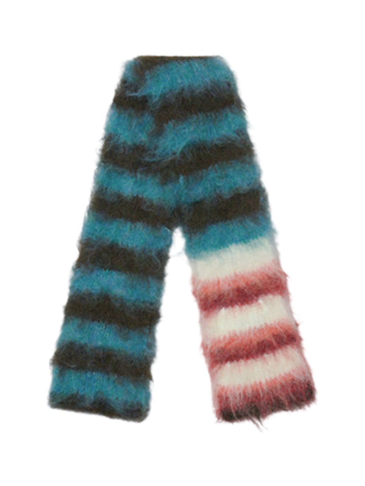 Écharpe en maille duveteuse, rayures multicolores, douce et chaude, style streetwear hivernal, longue écharpe fine, modèle tendance unisexe, modèle Fizie