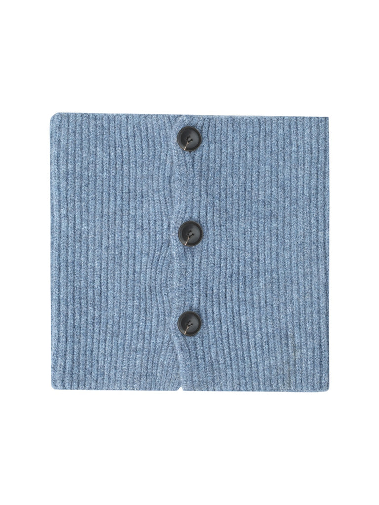 Cache-cou laine femme, tour de cou tricoté, col montant à boutons, accessoire hiver chaud, couleur douce, modèle Angela