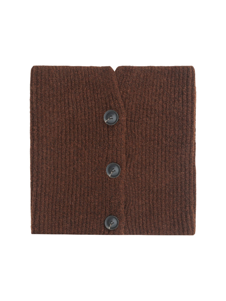Cache-cou laine femme, tour de cou tricoté, col montant à boutons, accessoire hiver chaud, couleur douce, modèle Angela