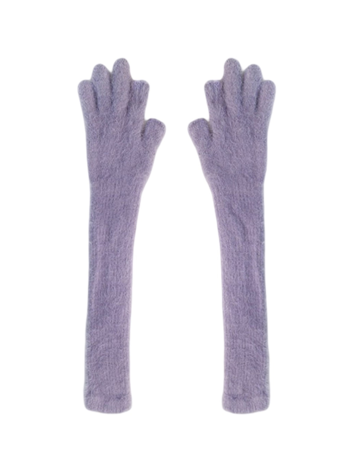 Gant long hiver femme, fausse fourrure doux, gant sans doigts peluche, gant violet crème noir, gant mode hiver chaud, modèle Likta