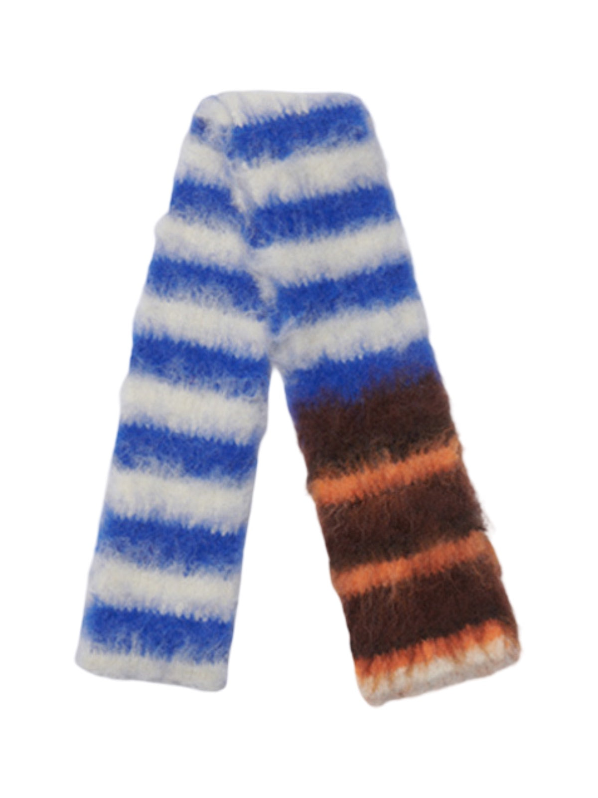 Écharpe en maille duveteuse, rayures multicolores, douce et chaude, style streetwear hivernal, longue écharpe fine, modèle tendance unisexe, modèle Fizie
