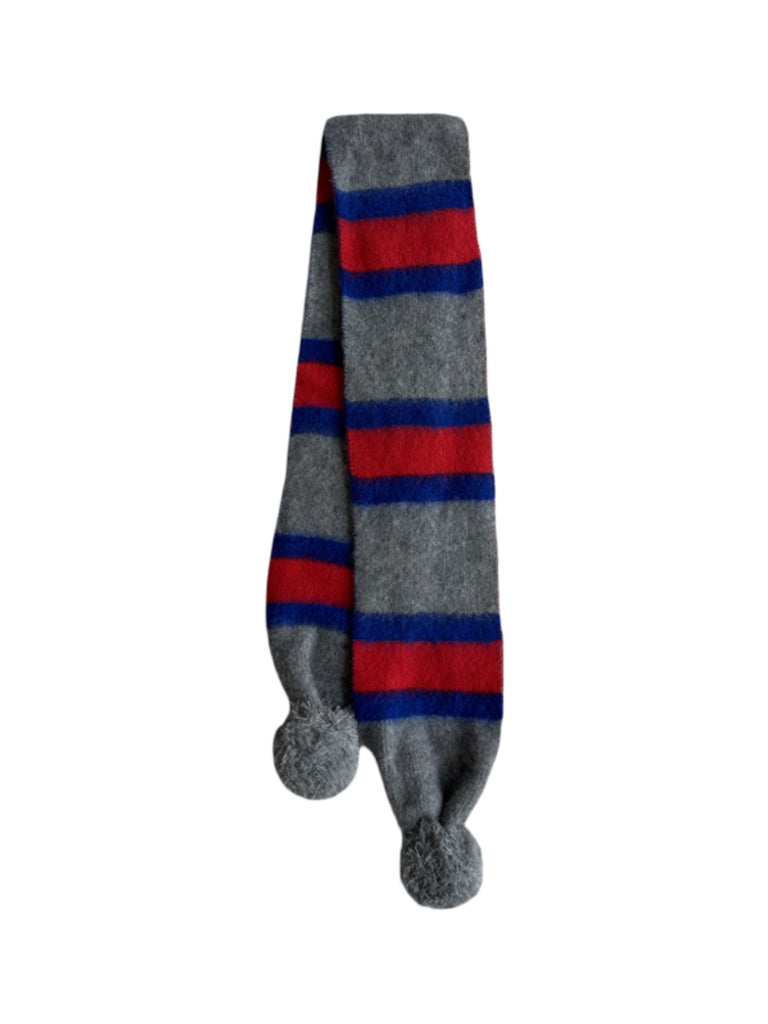 Écharpe tricolore à pompons, douce et chaude, look rétro coloré, hiver stylé, idéale pour superpositions, parfaite pour le froid, modèle Tafine