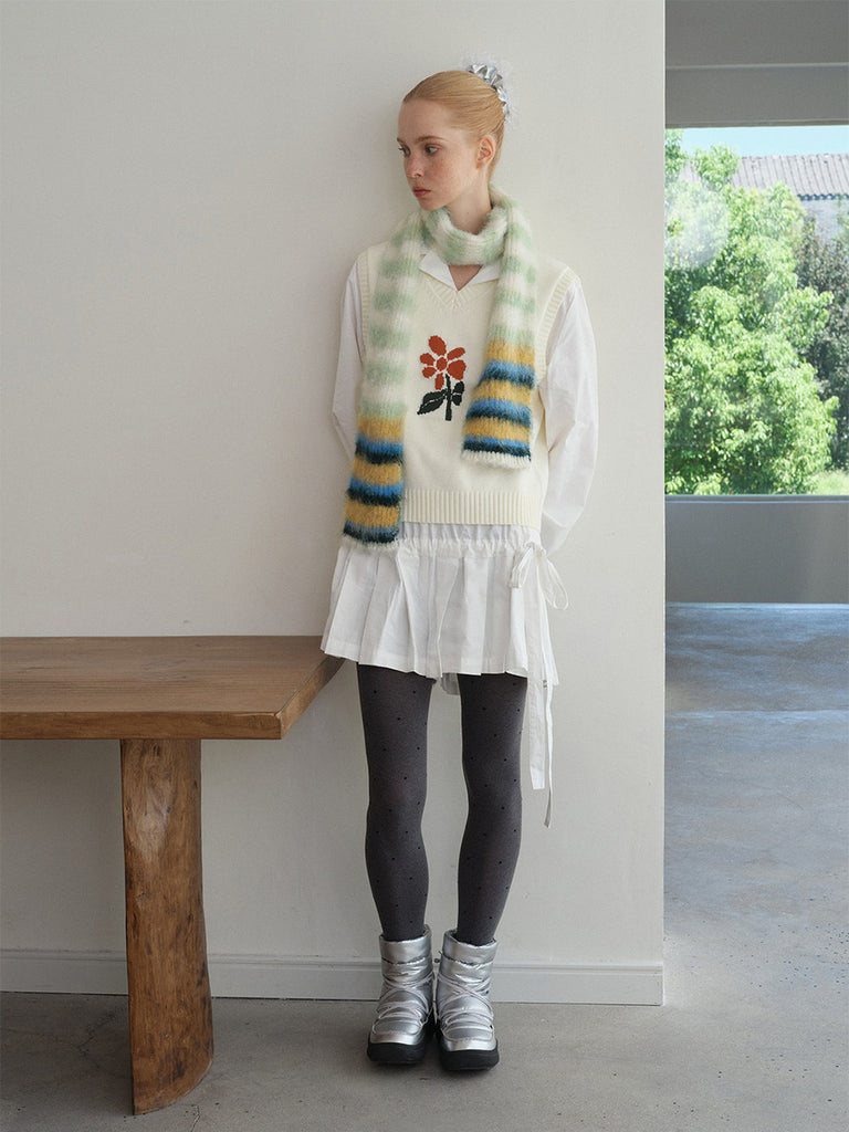 Écharpe en maille duveteuse, rayures multicolores, douce et chaude, style streetwear hivernal, longue écharpe fine, modèle tendance unisexe, modèle Fizie