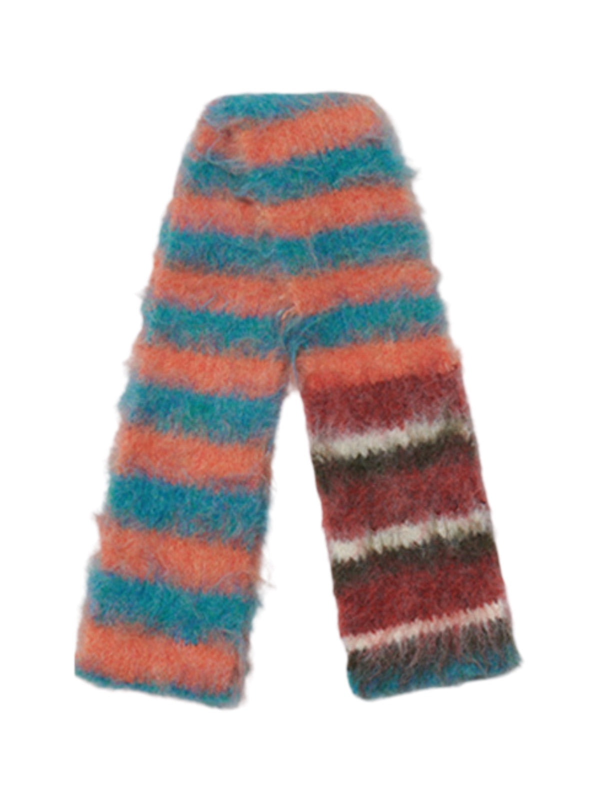 Écharpe en maille duveteuse, rayures multicolores, douce et chaude, style streetwear hivernal, longue écharpe fine, modèle tendance unisexe, modèle Fizie