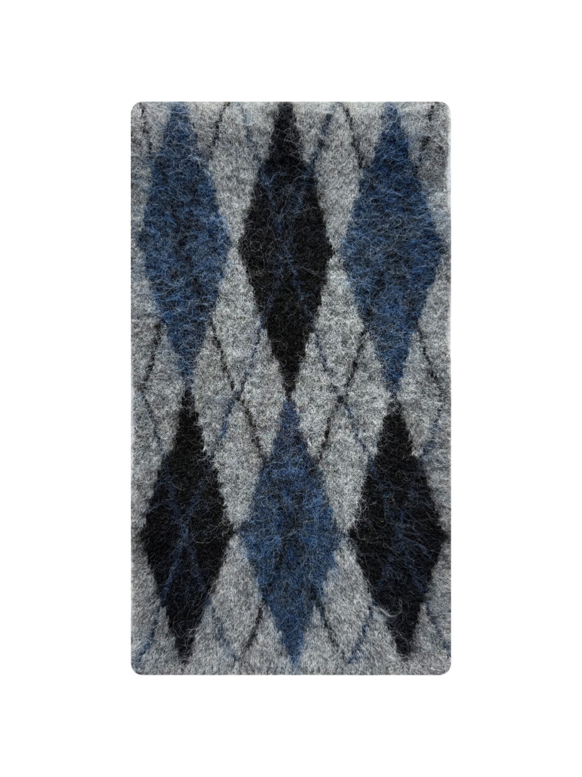 Écharpe en losanges duveteuse, motif argyle doux, laine mélangée chaude, accessoire hiver graphique, écharpe longue bicolore cosy, modèle Pawie