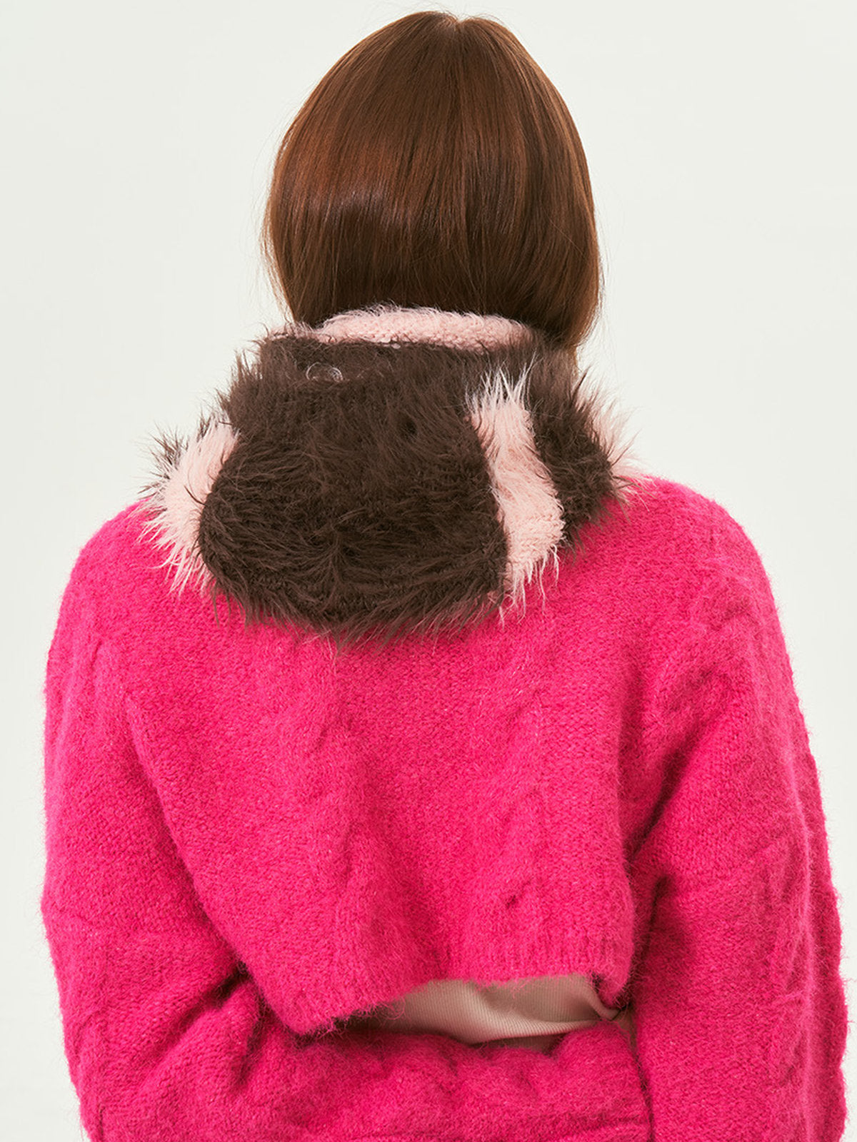 Cagoule tricotée douce en fausse fourrure, unisexe chaude, à rayures, cagoule d’hiver colorée, style streetwear, moelleuse à enfiler, modèle Yénize
