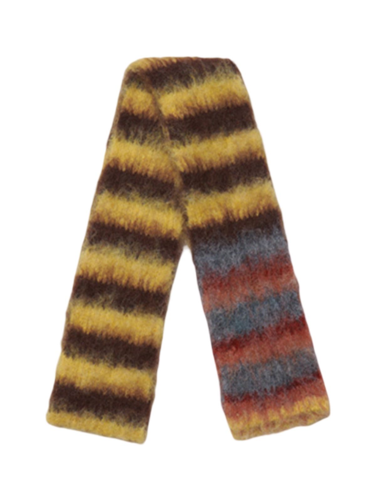 Écharpe en maille duveteuse, rayures multicolores, douce et chaude, style streetwear hivernal, longue écharpe fine, modèle tendance unisexe, modèle Fizie