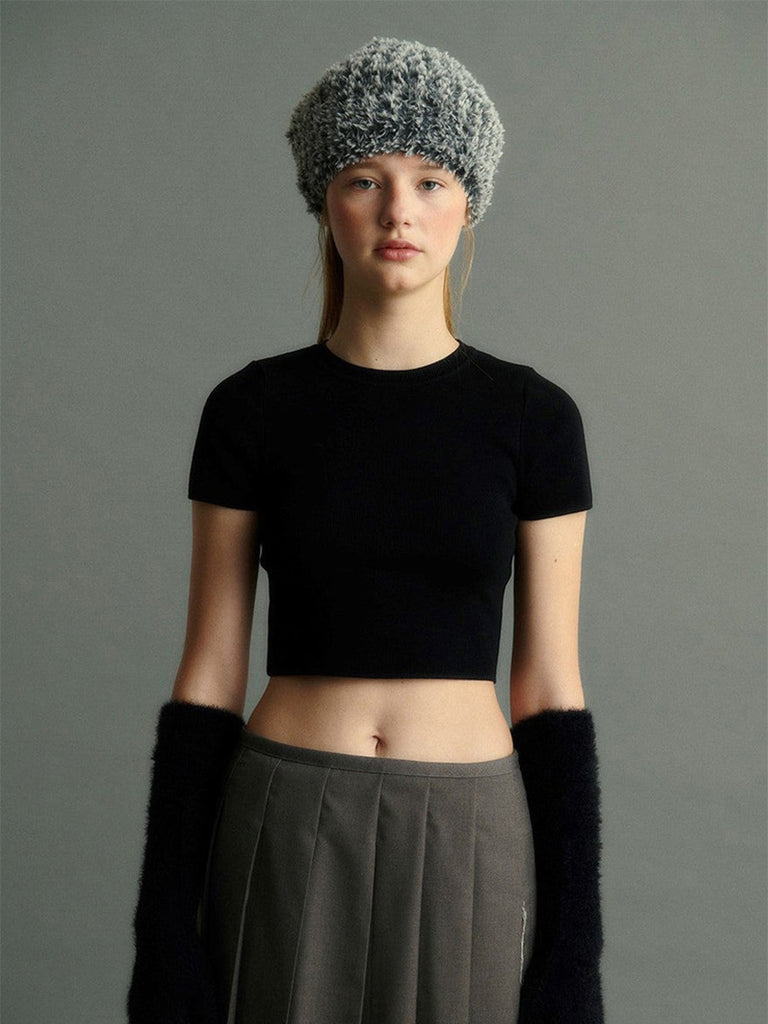 Gant long hiver femme, fausse fourrure doux, gant sans doigts peluche, gant violet crème noir, gant mode hiver chaud, modèle Likta