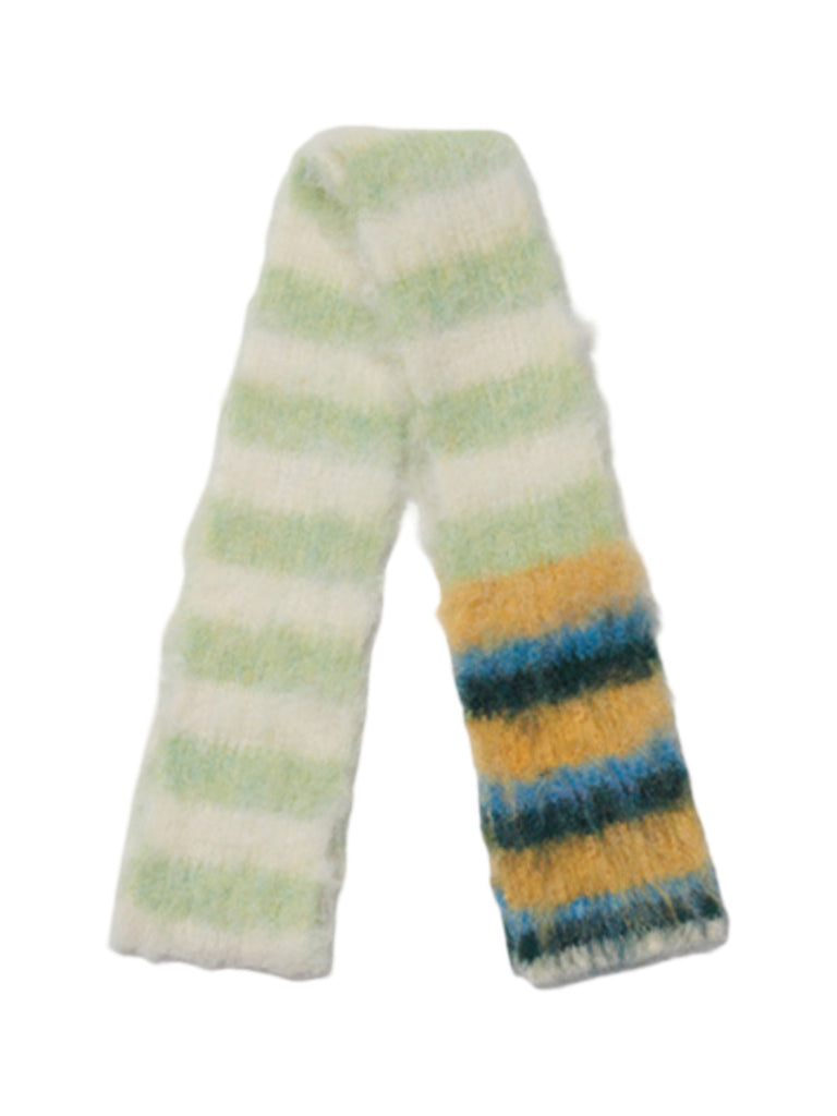 Écharpe en maille duveteuse, rayures multicolores, douce et chaude, style streetwear hivernal, longue écharpe fine, modèle tendance unisexe, modèle Fizie