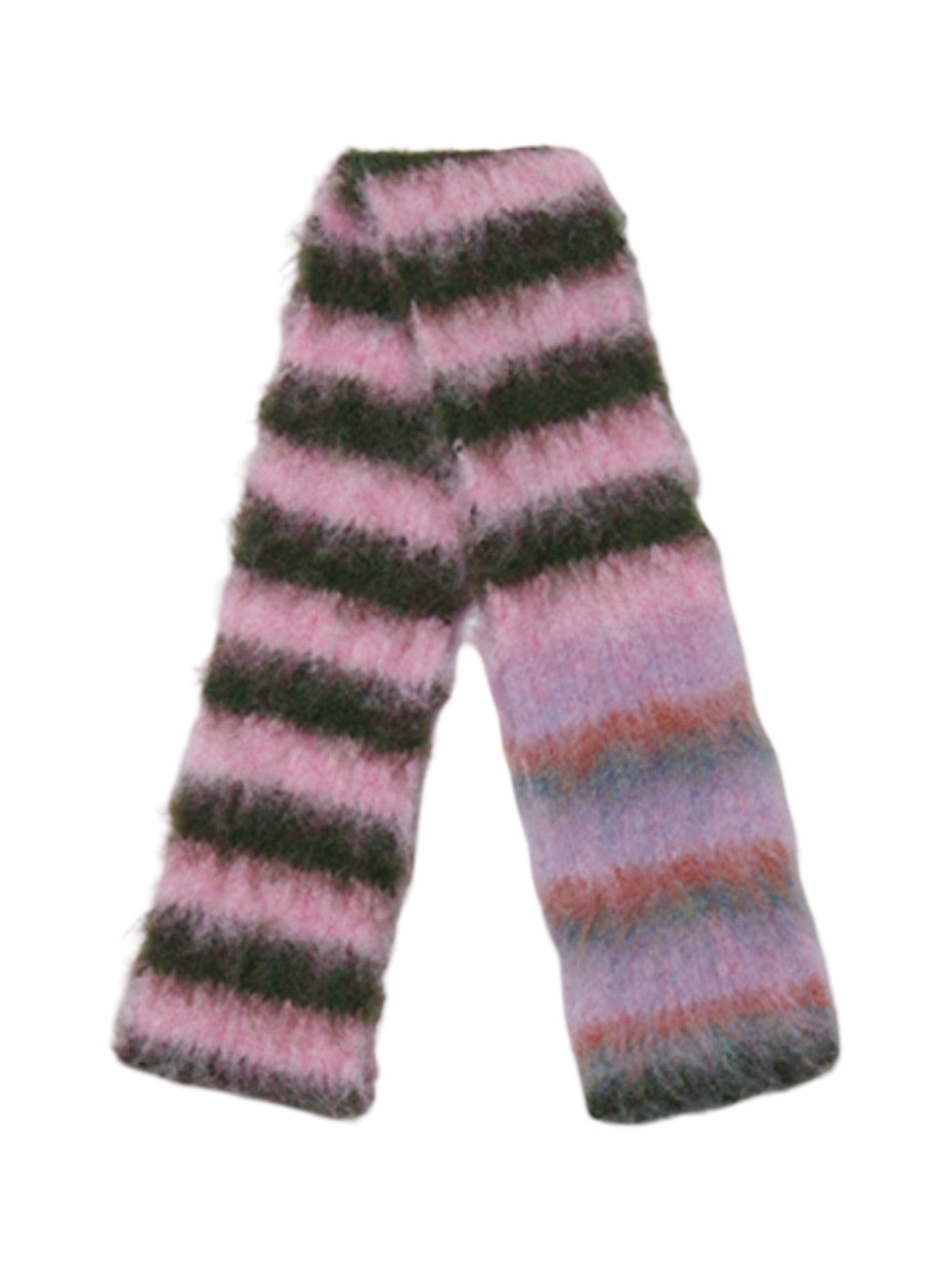 Écharpe en maille duveteuse, rayures multicolores, douce et chaude, style streetwear hivernal, longue écharpe fine, modèle tendance unisexe, modèle Fizie