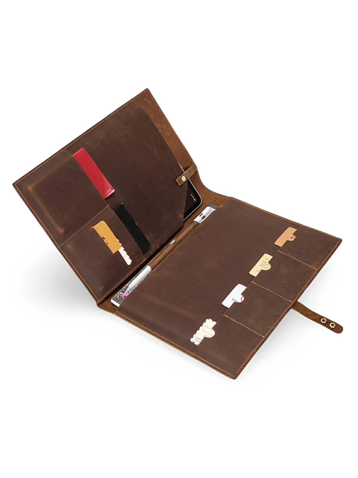 Housse en cuir pour tablette, iPad Pro 12.9, pochette de rangement, porte-cartes, support stylo et rabat sécurisé, modèle Tarcisius