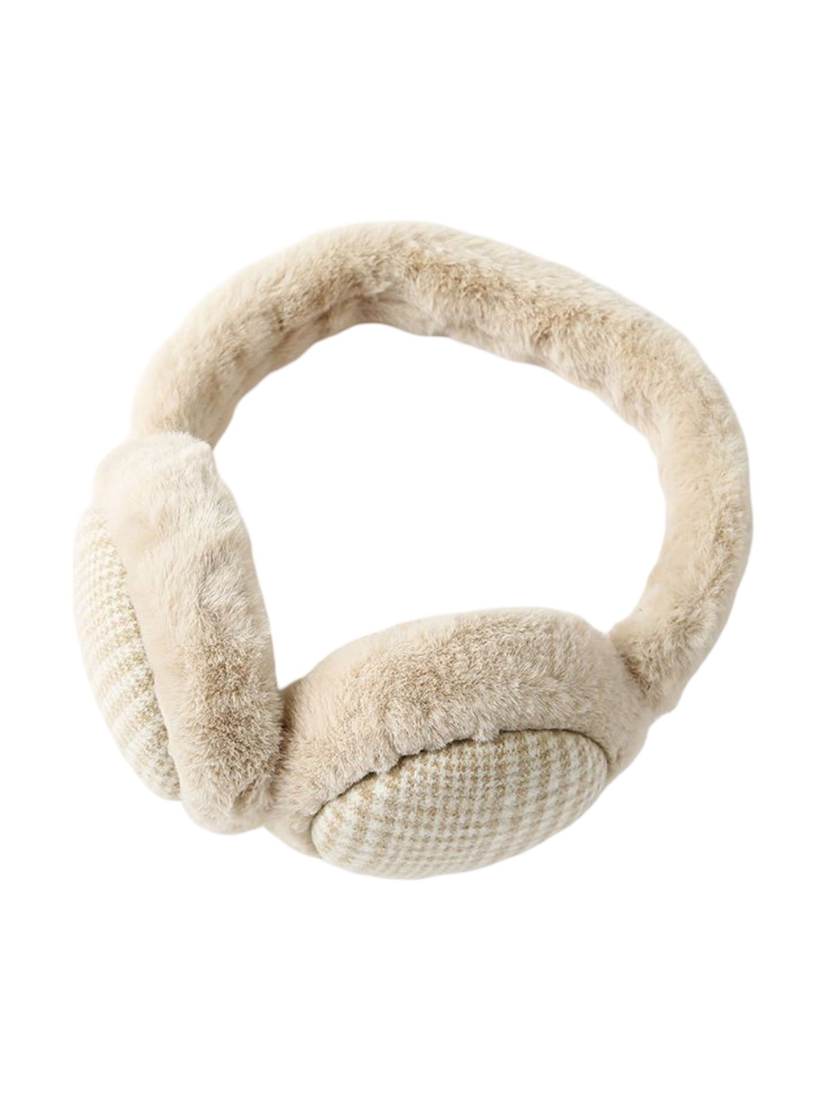 Cache-oreilles hiver doux chaud, fourrure peluche épaisse, motif à carreaux, protection oreilles coupe-vent, accessoire mixte, modèle Témia