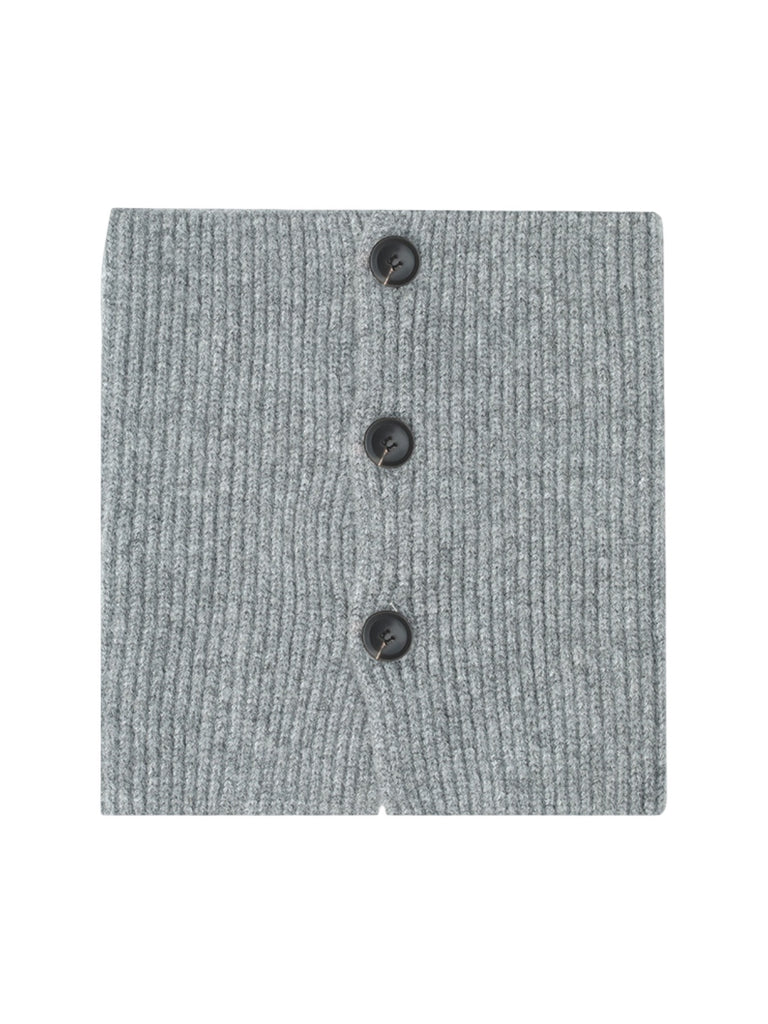 Cache-cou laine femme, tour de cou tricoté, col montant à boutons, accessoire hiver chaud, couleur douce, modèle Angela