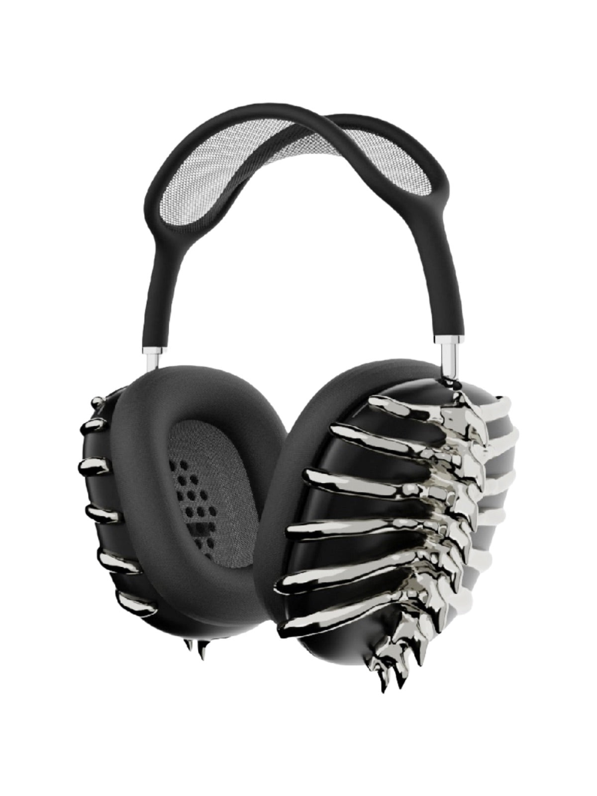 AirPods Max coque décorative, design original, structure métallique argentée, protection rigide 3D, accessoire audio tendance, modèle Beltus - Accessoire AirPods Max - Argent