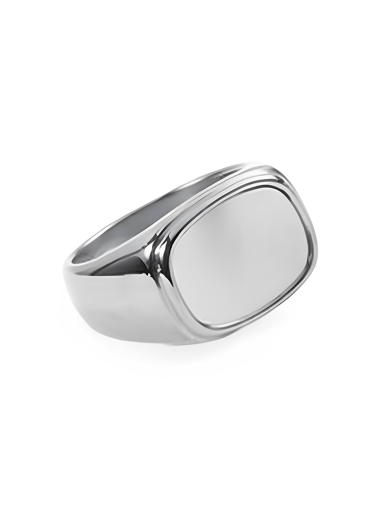 Bague carrée acier inoxydable, or 18K, femme, anneau géométrique, effet nacre, tendance, moderne, modèle Ivanah - Bague - Argent + Blanc XXS