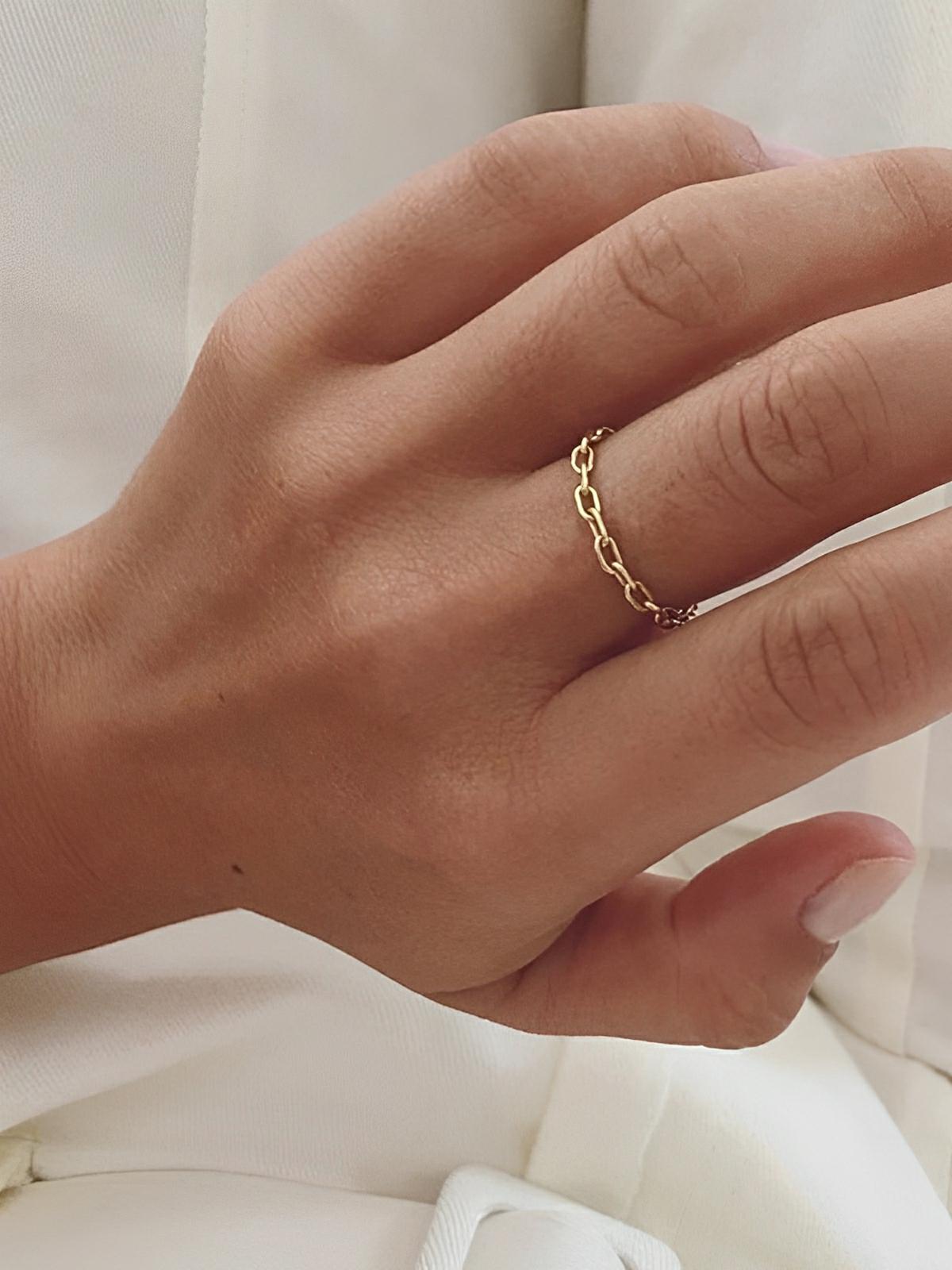 Bague chaîne femme, acier inoxydable or, anneau géométrique, style moderne, modèle Hannah - Bague - Or XXS