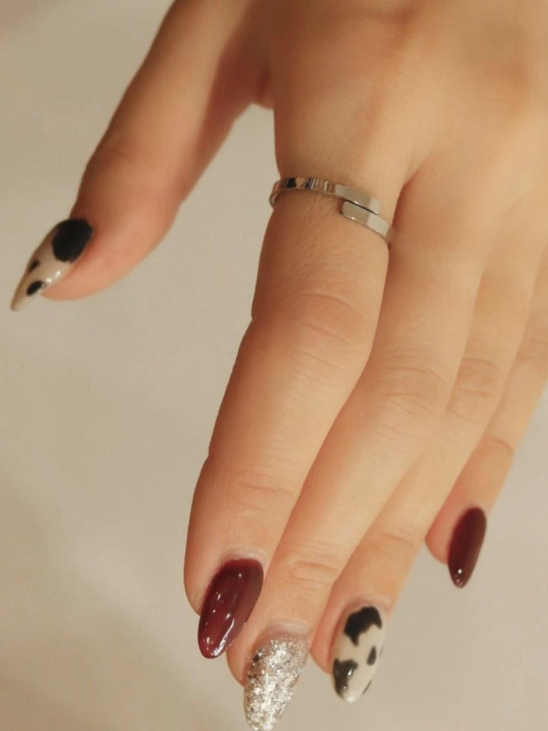 Bague couple acier inoxydable, ouverte géométrique, anneau ajustable poli, minimaliste dorée, moderne US7, modèle Louise - Bague - Argent S