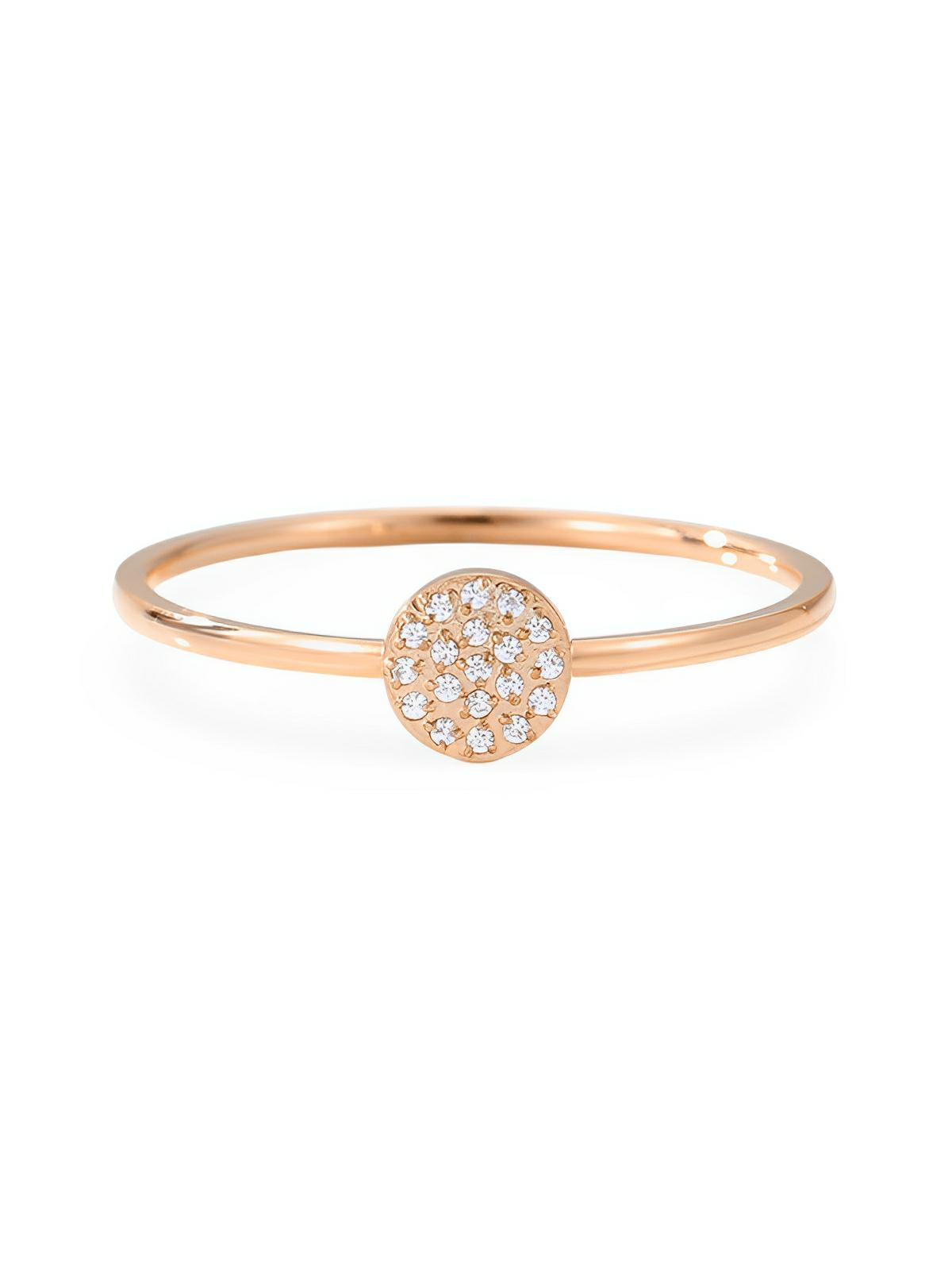 Bague couple dorée, acier inoxydable, zircon rond, anneau simple, or rose, modèle Henryka - Bague - Or XS