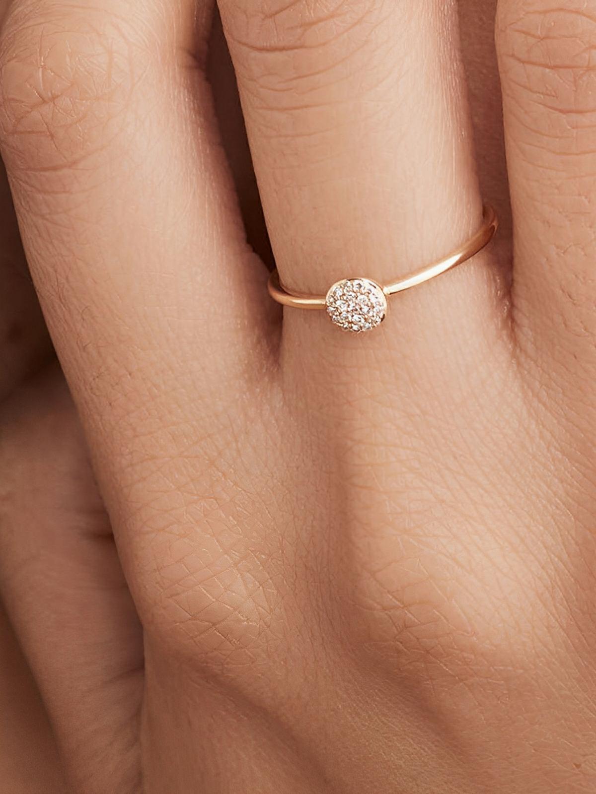 Bague couple dorée, acier inoxydable, zircon rond, anneau simple, or rose, modèle Henryka - Bague - Or XS