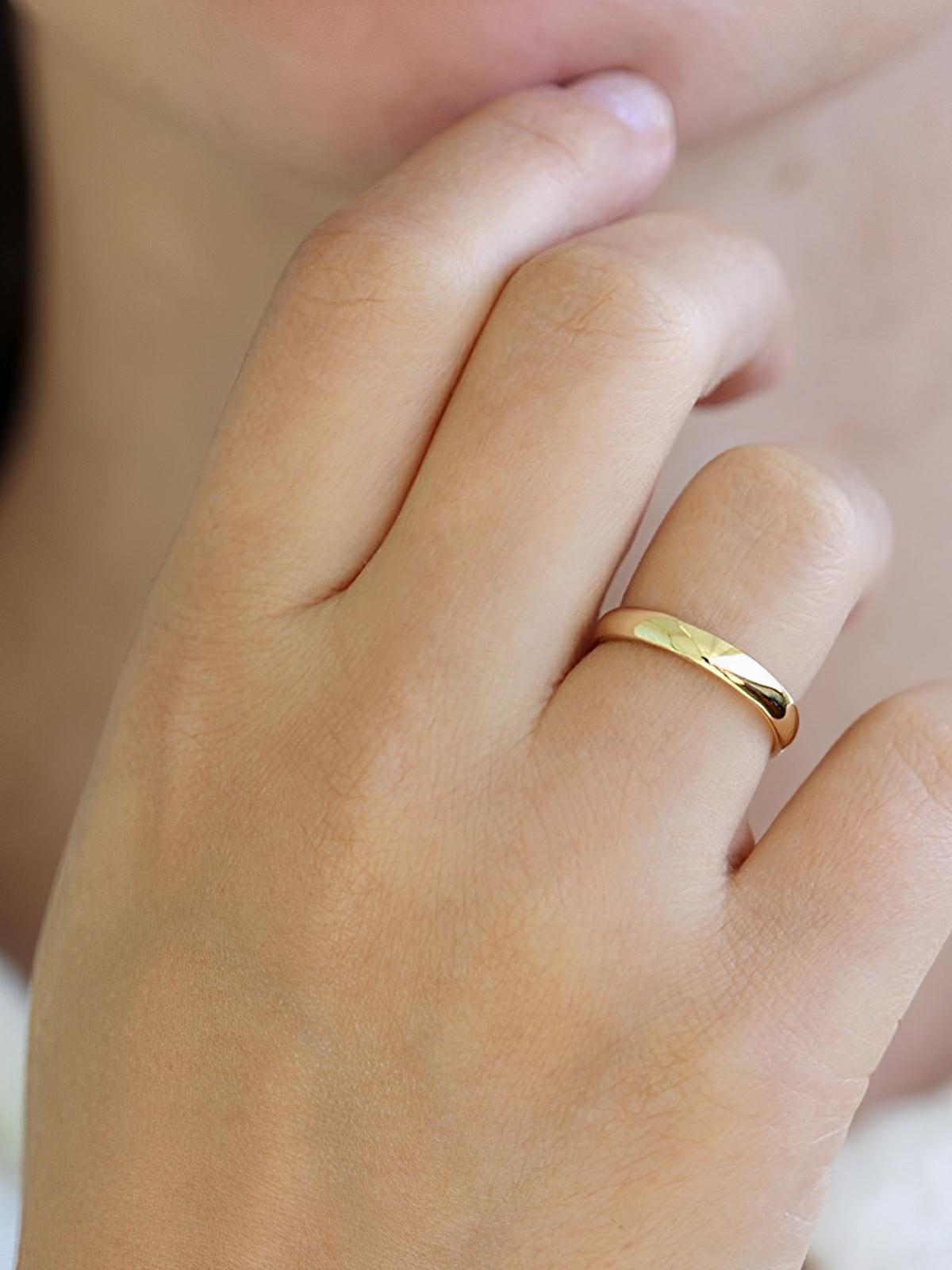 Bague couple minimaliste, acier inoxydable, plaqué or 14K, anneau géométrique, style moderne, modèle Jane - Bague - Or XXS