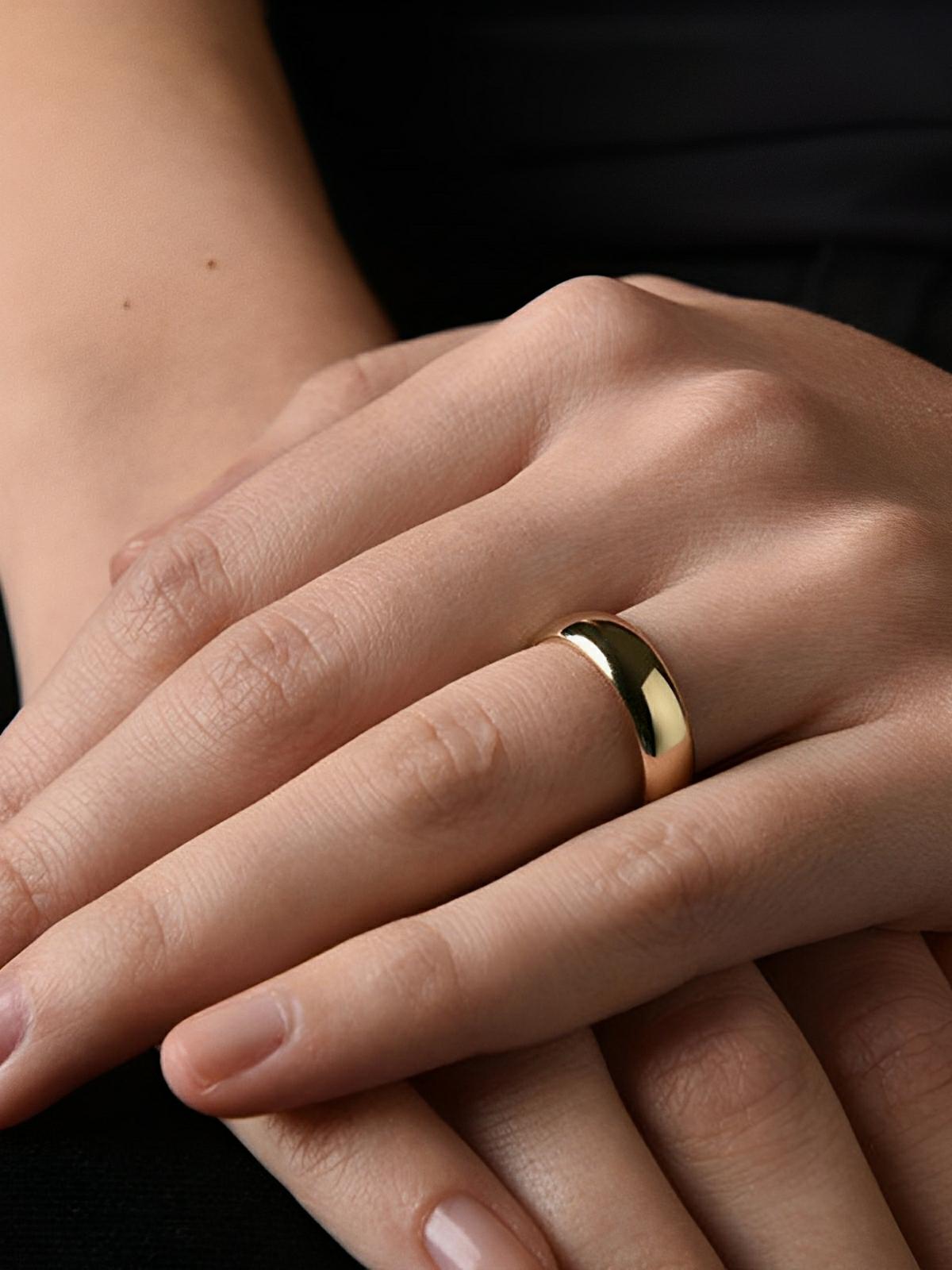 Bague couple minimaliste, acier inoxydable, plaqué or 14K, anneau géométrique, style moderne, modèle Jane - Bague - Or XXS