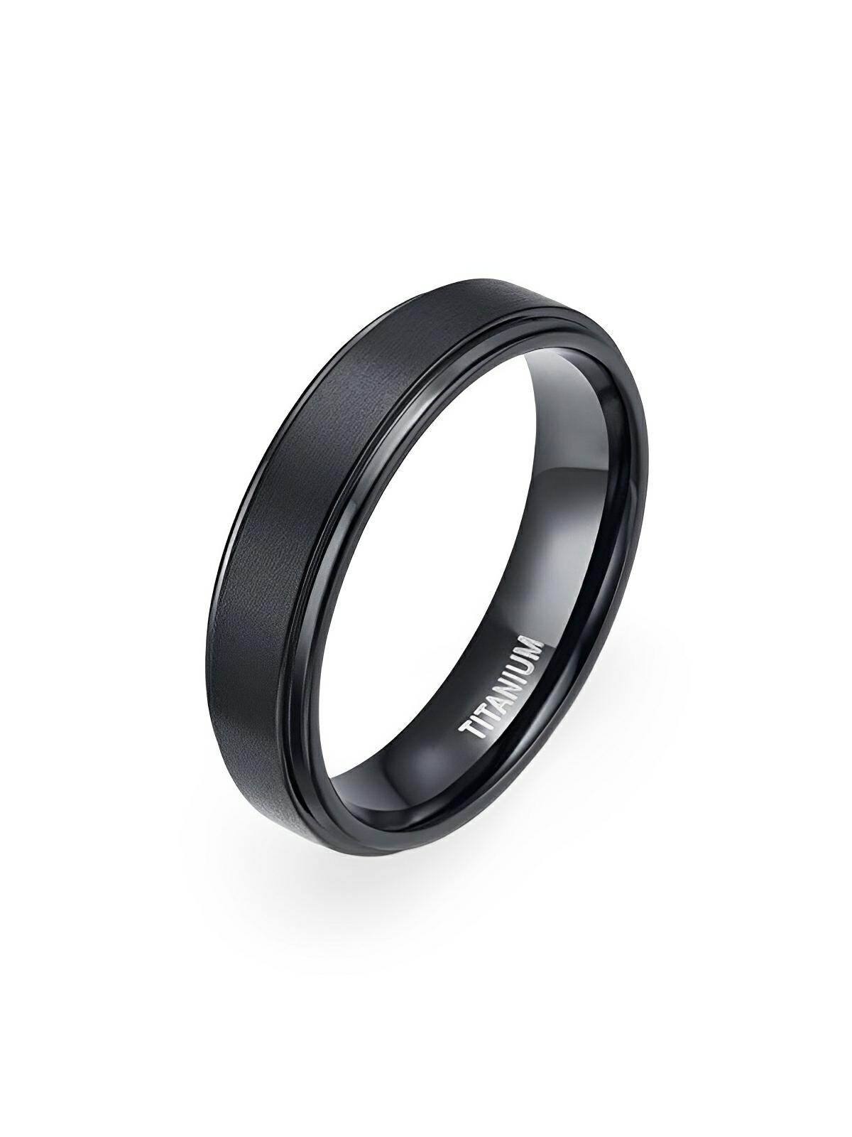 Bague en titane, noire mate / argent brossé, anneau mixte minimaliste, modèle Mélo - Bague - Noir XXS
