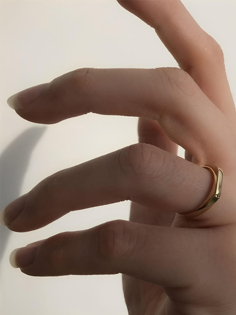 Bague femme géométrique, acier inoxydable, plaquée or 14K, design minimaliste, style moderne, modèle Ivane - Bague - Or XXS