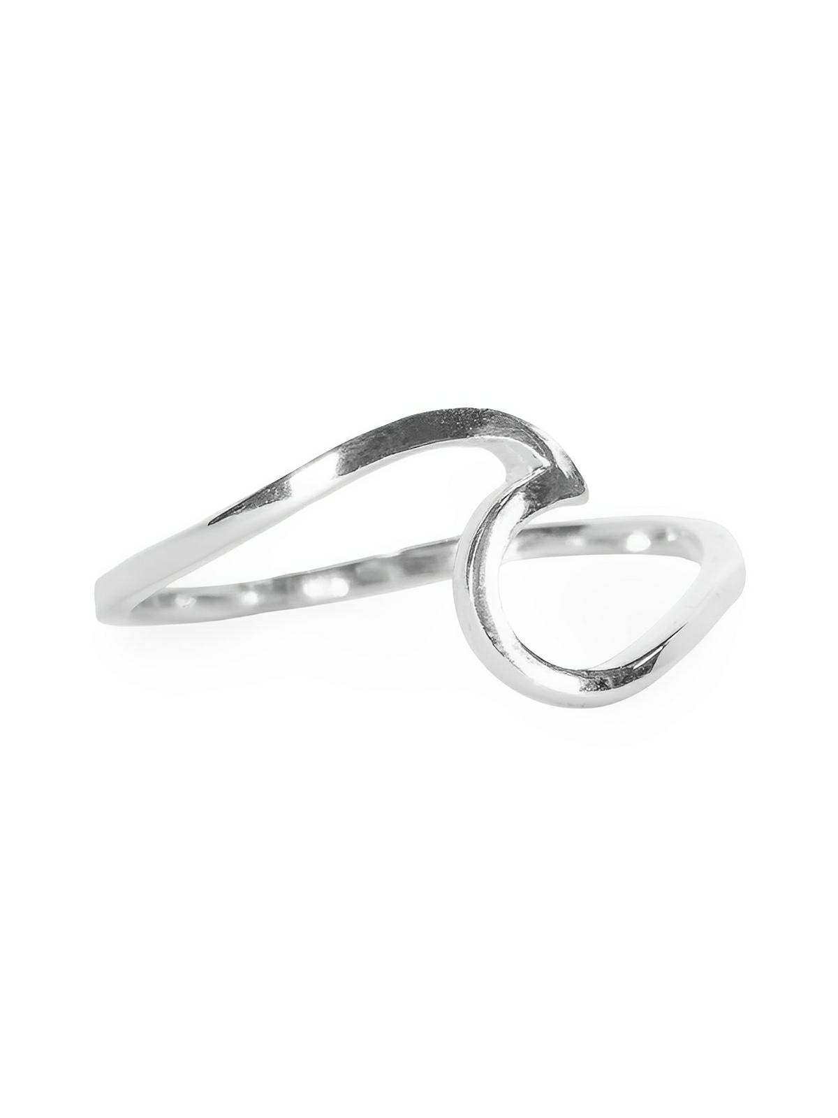 Bague femme vague, acier inoxydable, or 14 carats, design minimaliste, taille ajustée, modèle Haicha - Bague - Argent XXS