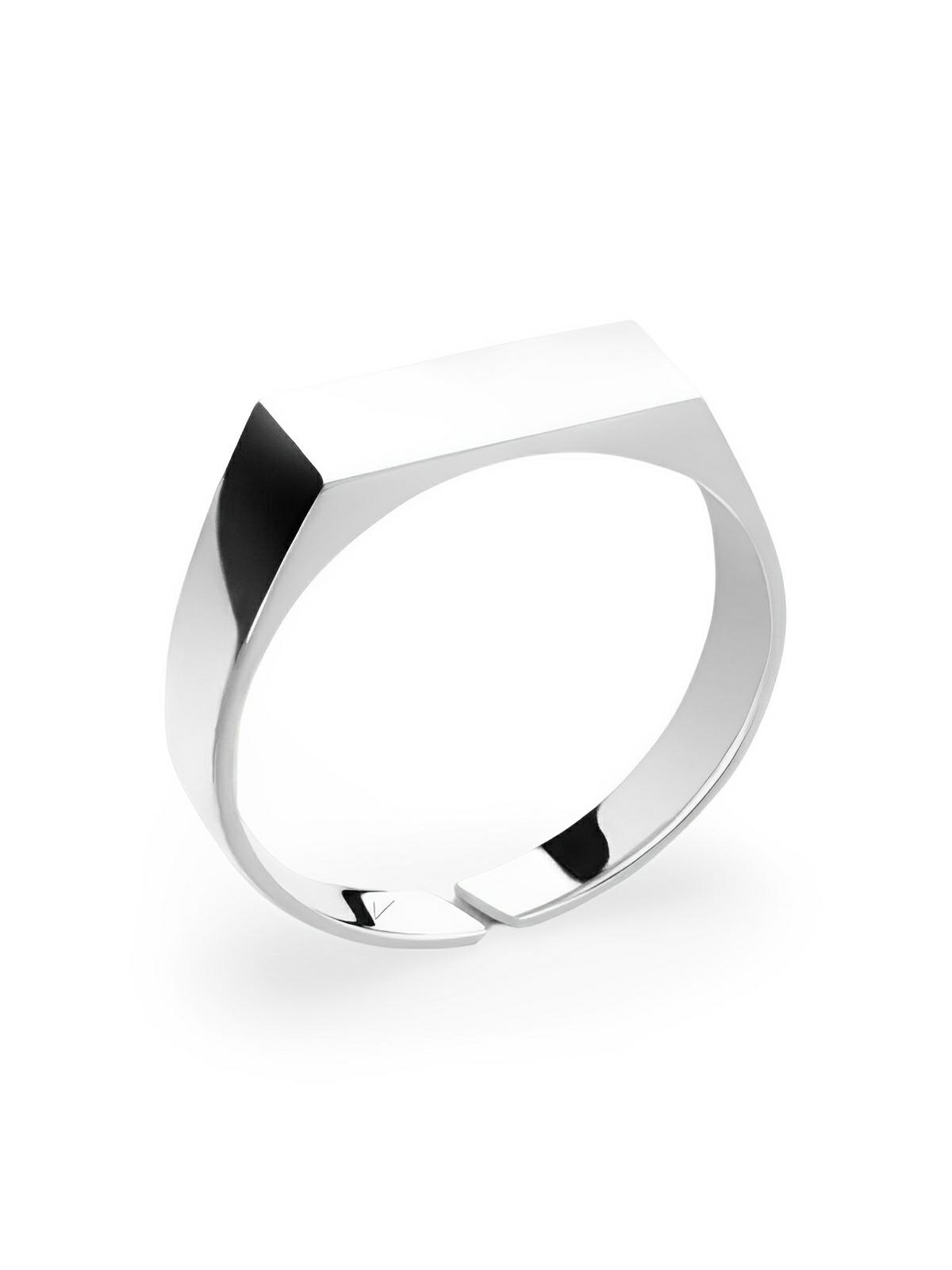 Bague rectangle minimaliste, en acier inoxydable, effet miroir, design géométrique, pour homme, modèle Nathan - Bague - Argent XS