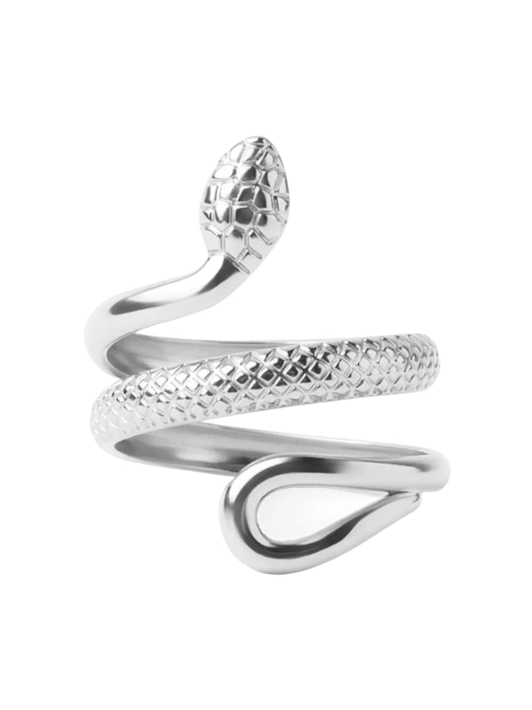 Bague serpent ajustable, bague plaqué or 18K, bague femme tendance, acier inoxydable, fine géométrique, modèle Karlene - Bague - Argent S