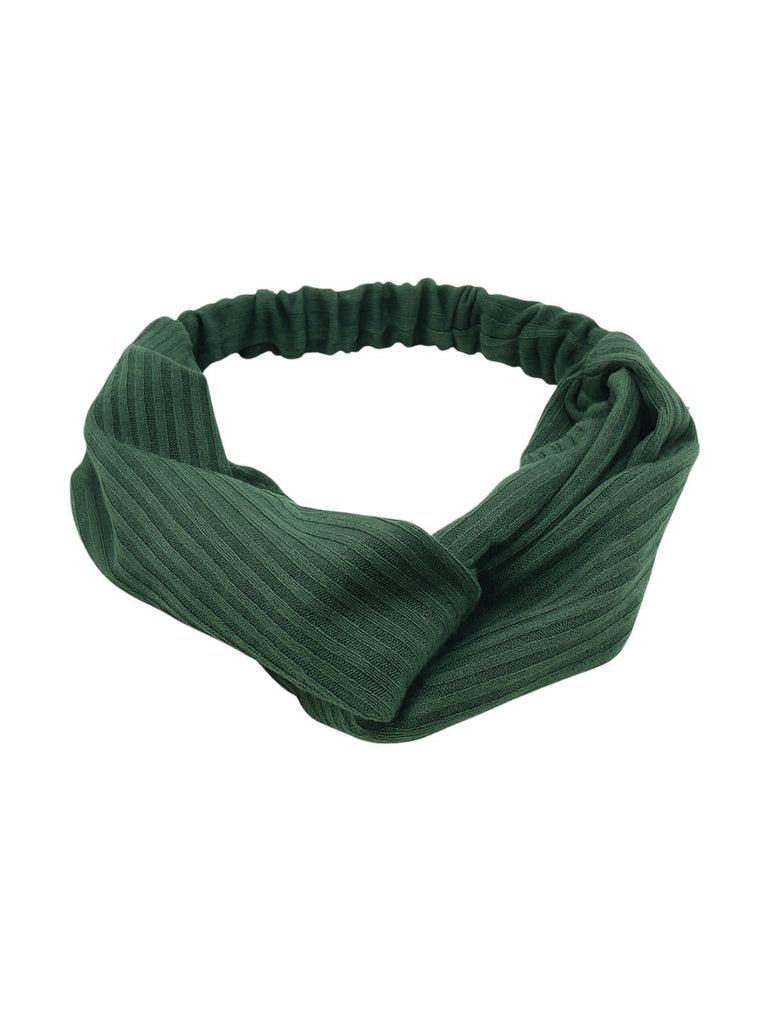 Bandeau cheveux femme, bandeau tissu côtelé, bandeau torsadé, bandeau élastique, accessoire coiffure, large bandeau mode pinterest, modèle Fedia - Bandeau pour cheveux - Vert