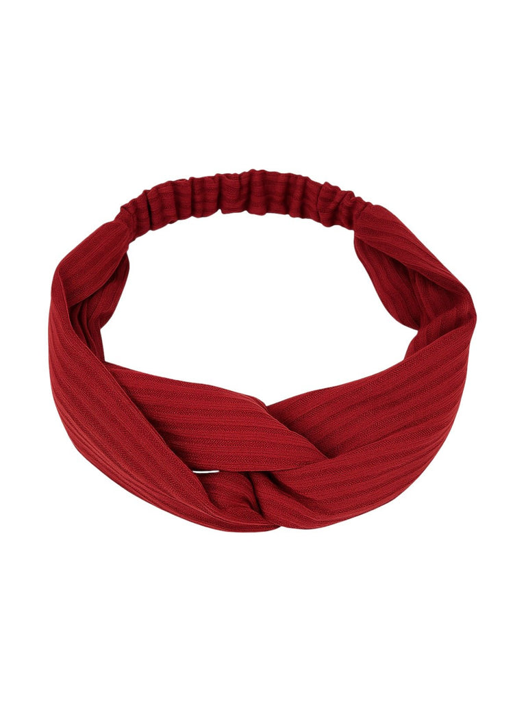 Bandeau cheveux femme, bandeau tissu côtelé, bandeau torsadé, bandeau élastique, accessoire coiffure, large bandeau mode pinterest, modèle Fedia - Bandeau pour cheveux - Rouge