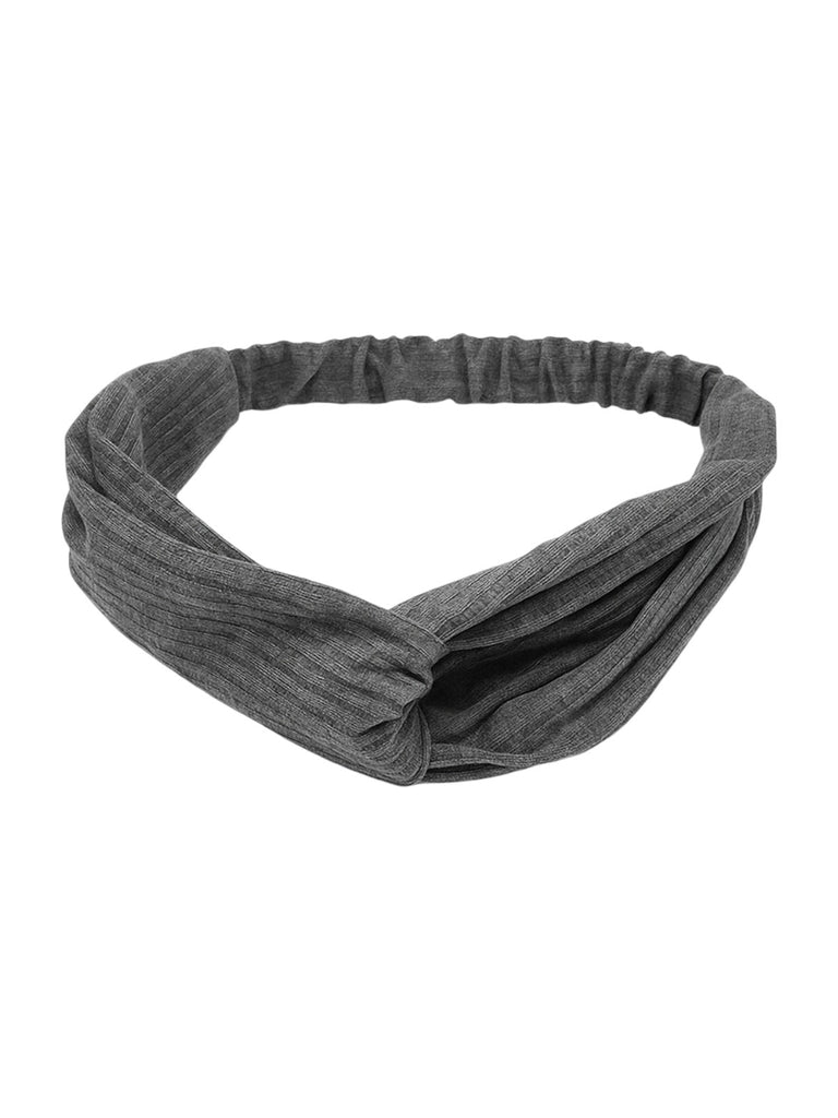 Bandeau cheveux femme, bandeau tissu côtelé, bandeau torsadé, bandeau élastique, accessoire coiffure, large bandeau mode pinterest, modèle Fedia - Bandeau pour cheveux - Gris foncé
