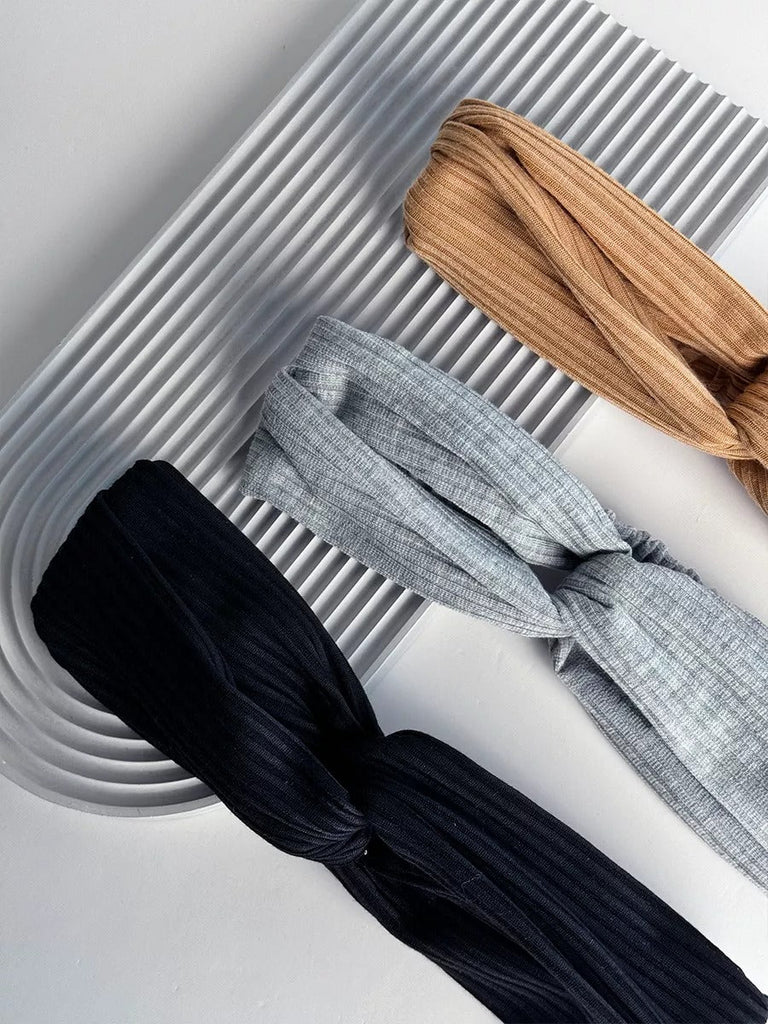 Bandeau cheveux femme, bandeau tissu côtelé, bandeau torsadé, bandeau élastique, accessoire coiffure, large bandeau mode pinterest, modèle Fedia - Bandeau pour cheveux - Camel