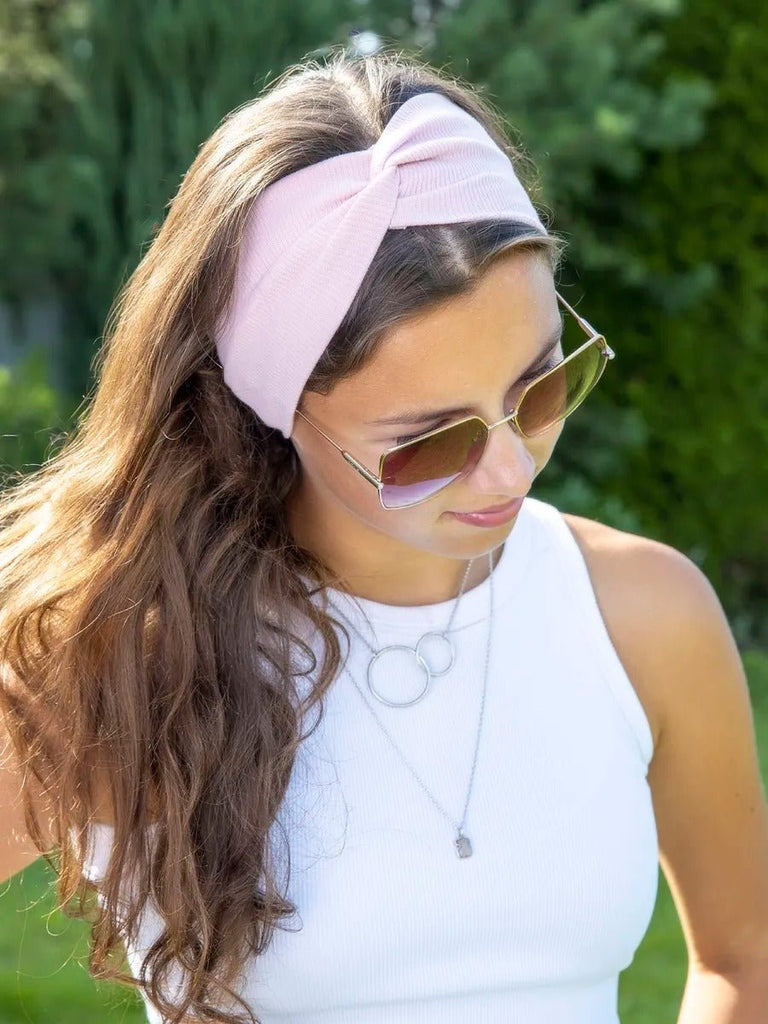 Bandeau femme large en coton extensible, accessoire de coiffure confortable pour sport, yoga, quotidien et maquillage, modèle Fresha - Bandeau pour cheveux - Rose