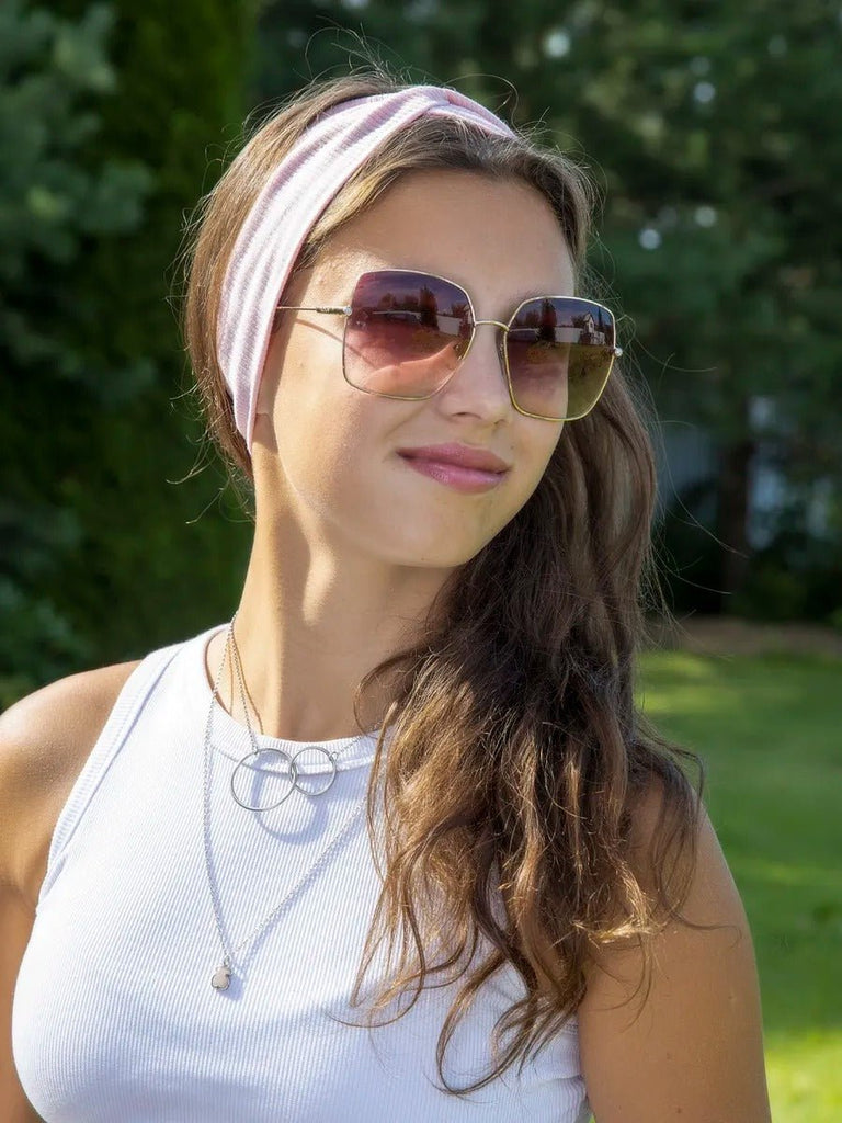 Bandeau femme large en coton extensible, accessoire de coiffure confortable pour sport, yoga, quotidien et maquillage, modèle Fresha - Bandeau pour cheveux - Rose