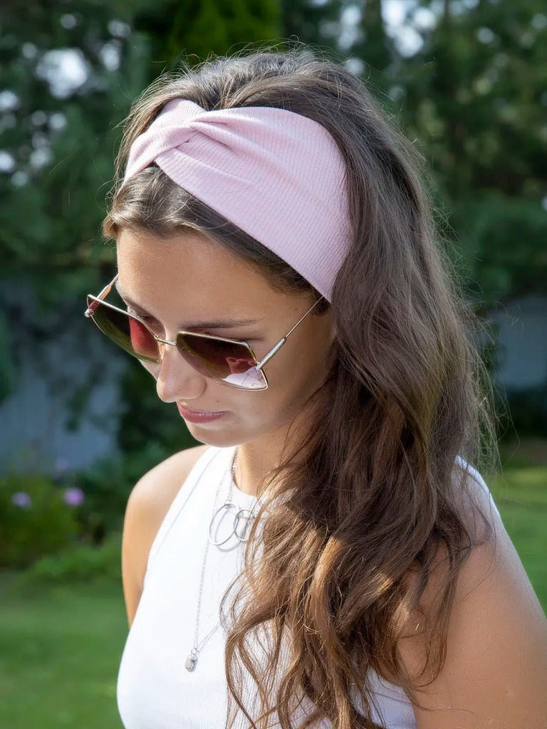 Bandeau femme large en coton extensible, accessoire de coiffure confortable pour sport, yoga, quotidien et maquillage, modèle Fresha - Bandeau pour cheveux - Rose