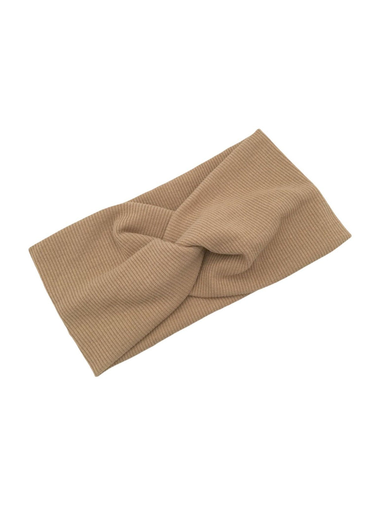 Bandeau femme large en coton extensible, accessoire de coiffure confortable pour sport, yoga, quotidien et maquillage, modèle Fresha - Bandeau pour cheveux - Camel clair