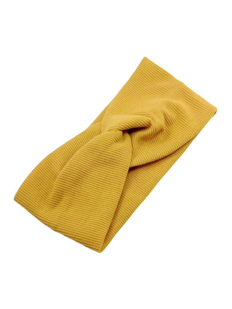 Bandeau femme large en coton extensible, accessoire de coiffure confortable pour sport, yoga, quotidien et maquillage, modèle Fresha - Bandeau pour cheveux - Jaune