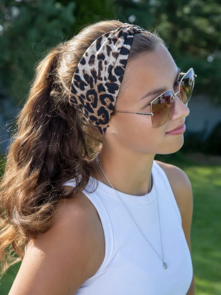 Bandeau pour cheveux femme léopard, accessoire cheveux extensible, maintien confortable, style tendance pour lifestyle, modèle Élodie - Bandeau pour cheveux - Léopard