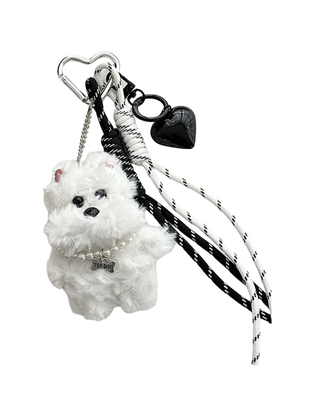 Bijou de sac chien peluche, porte - clés dog, breloque Y2K, accessoire sac, chiot peluche, modèle Swany - Blanc