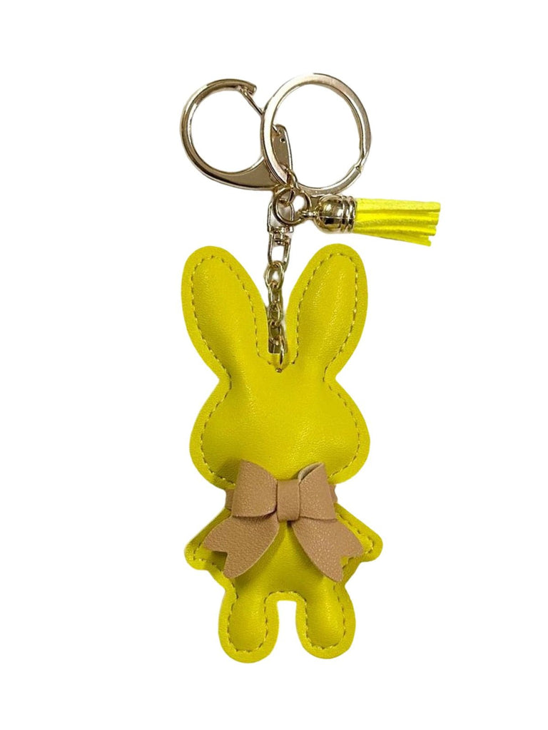 Bijou de sac lapin, porte - clés mignon, pompon cuir, breloque lapin, accessoire sac, modèle Lili - Jaune