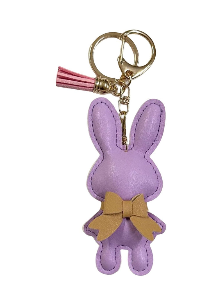 Bijou de sac lapin, porte - clés mignon, pompon cuir, breloque lapin, accessoire sac, modèle Lili - Violet