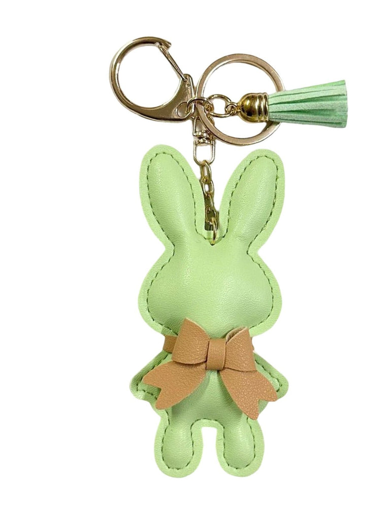 Bijou de sac lapin, porte - clés mignon, pompon cuir, breloque lapin, accessoire sac, modèle Lili - Vert